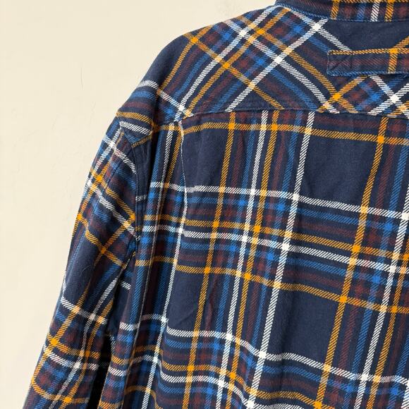 Duluth Trading Co Mens Burlyweight Flannel Relaxed Fit Shirt Plaid Blue Yellow - Picture 2 of 9